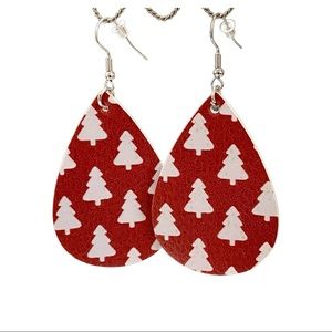 Christmas Tree Farm Leather Earrings